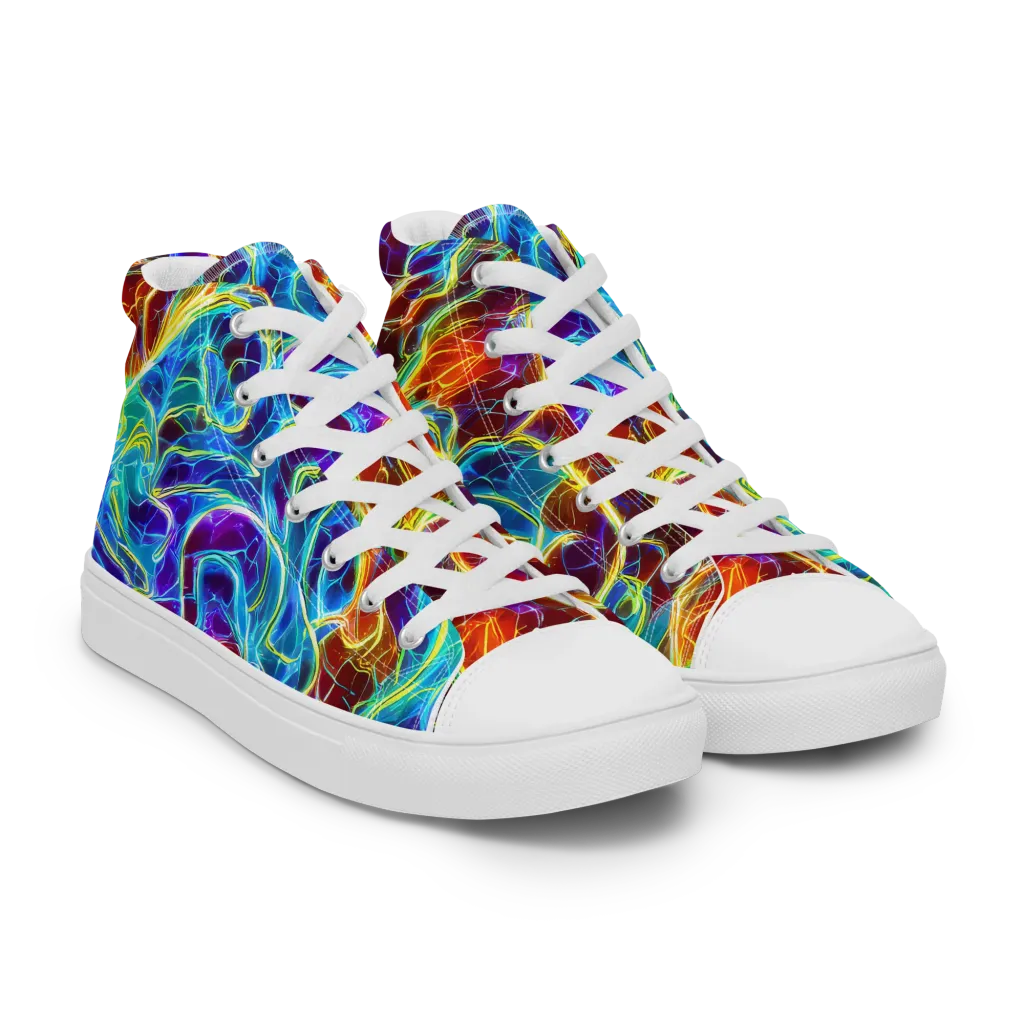 Aurora Fracture on Men's High Top Canvas Shoes — Right Front