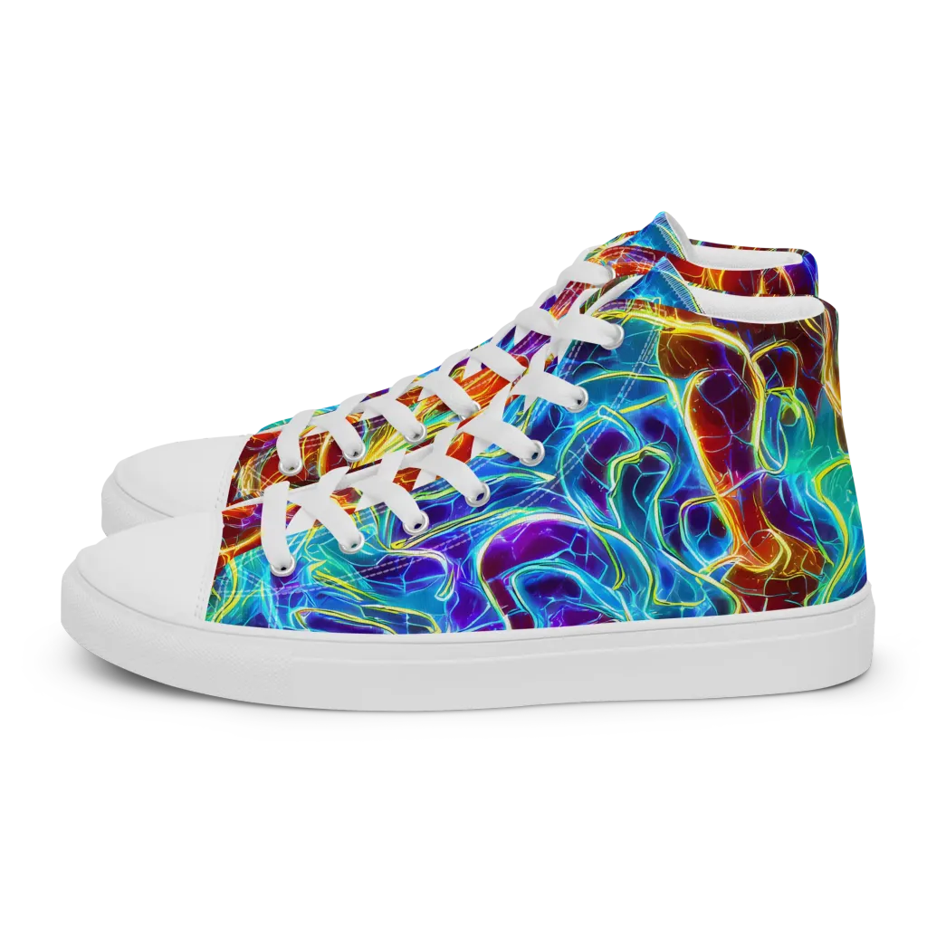 Aurora Fracture on Men's High Top Canvas Shoes — Left