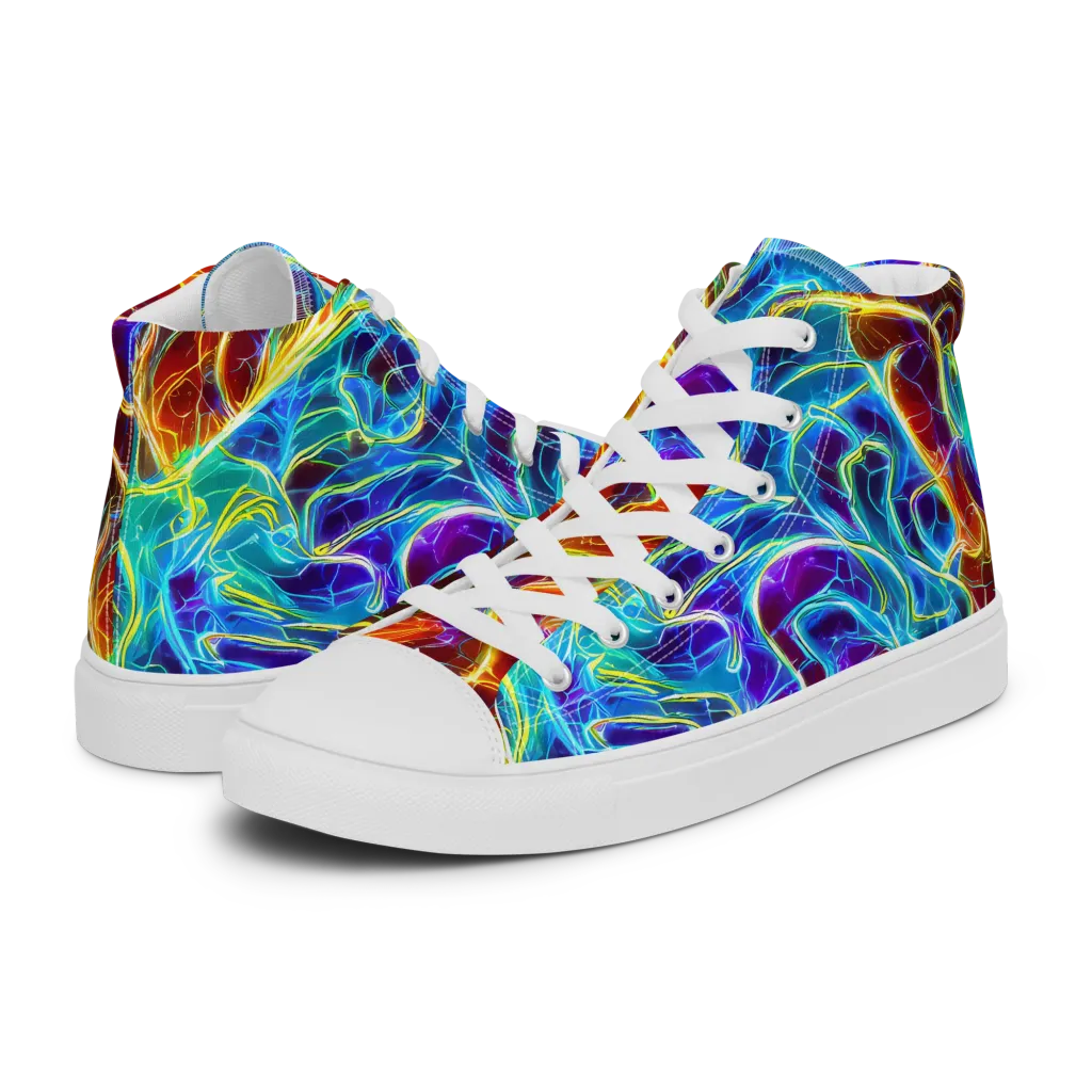Aurora Fracture on Men's High Top Canvas Shoes — Left