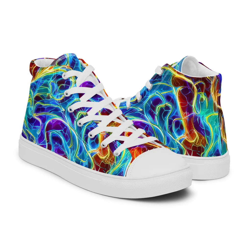 Aurora Fracture on Men's High Top Canvas Shoes — Right
