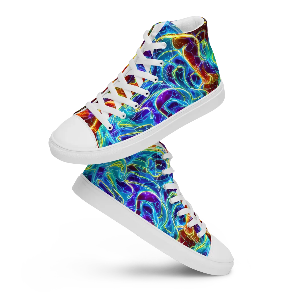 Aurora Fracture on Men's High Top Canvas Shoes — Front