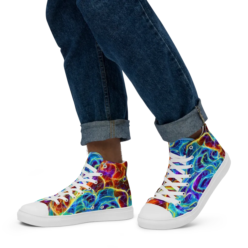 Aurora Fracture on Men's High Top Canvas Shoes — Left