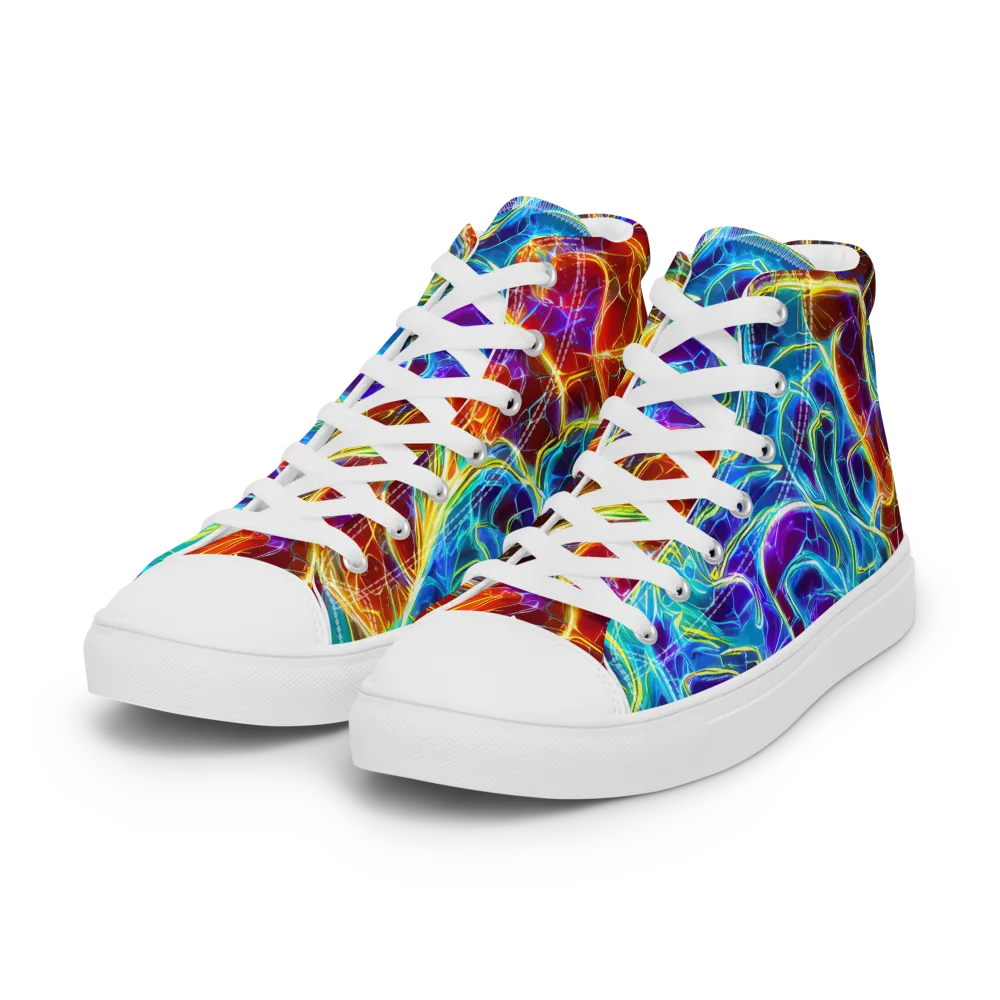 Aurora Fracture on Women's High Top Canvas Shoes — Left Front