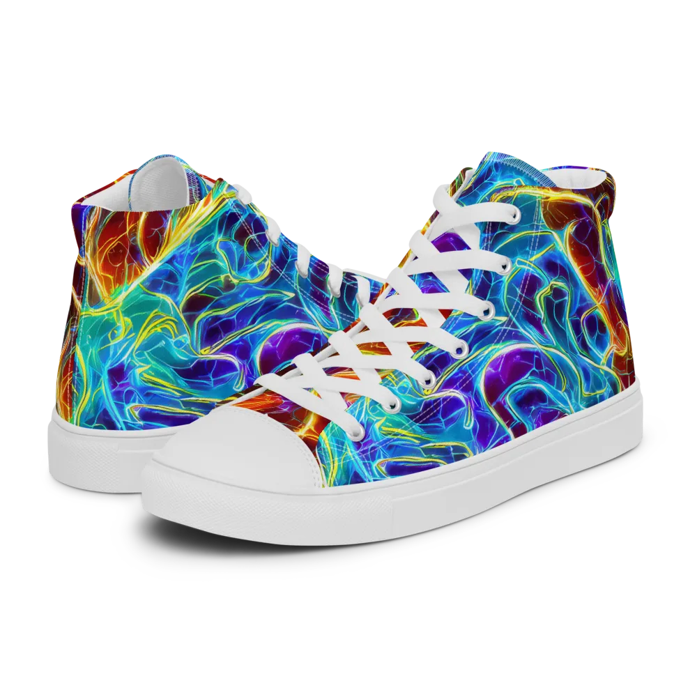 Aurora Fracture on Women's High Top Canvas Shoes — Left