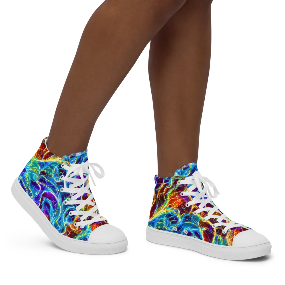 Aurora Fracture on Women's High Top Canvas Shoes — Right