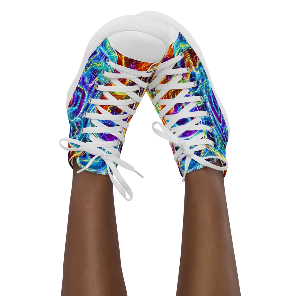 Aurora Fracture on Women's High Top Canvas Shoes — Front