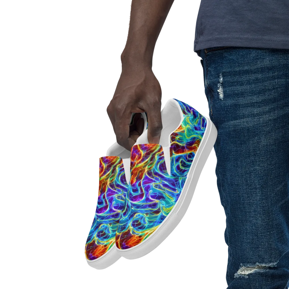Aurora Fracture on Men's Slip-On Canvas Shoes — Left Front