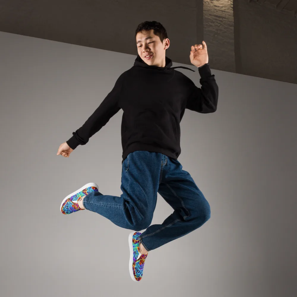 Aurora Fracture on Men's Slip-On Canvas Shoes — Right Front