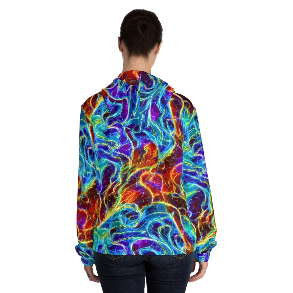 Aurora Fracture on Women's Full-Zip Hoodie — Back On Person
