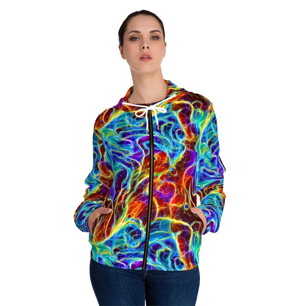 Aurora Fracture on Women's Full-Zip Hoodie — Front On Person