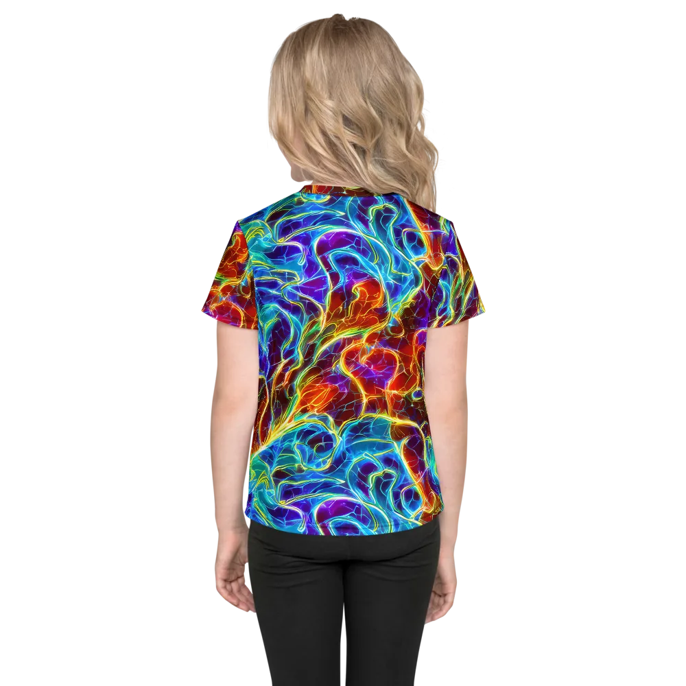Aurora Fracture on Kids Crew Neck T-Shirt — Back