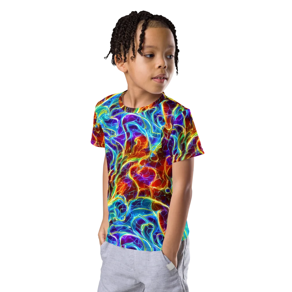 Aurora Fracture on Kids Crew Neck T-Shirt — Left Front