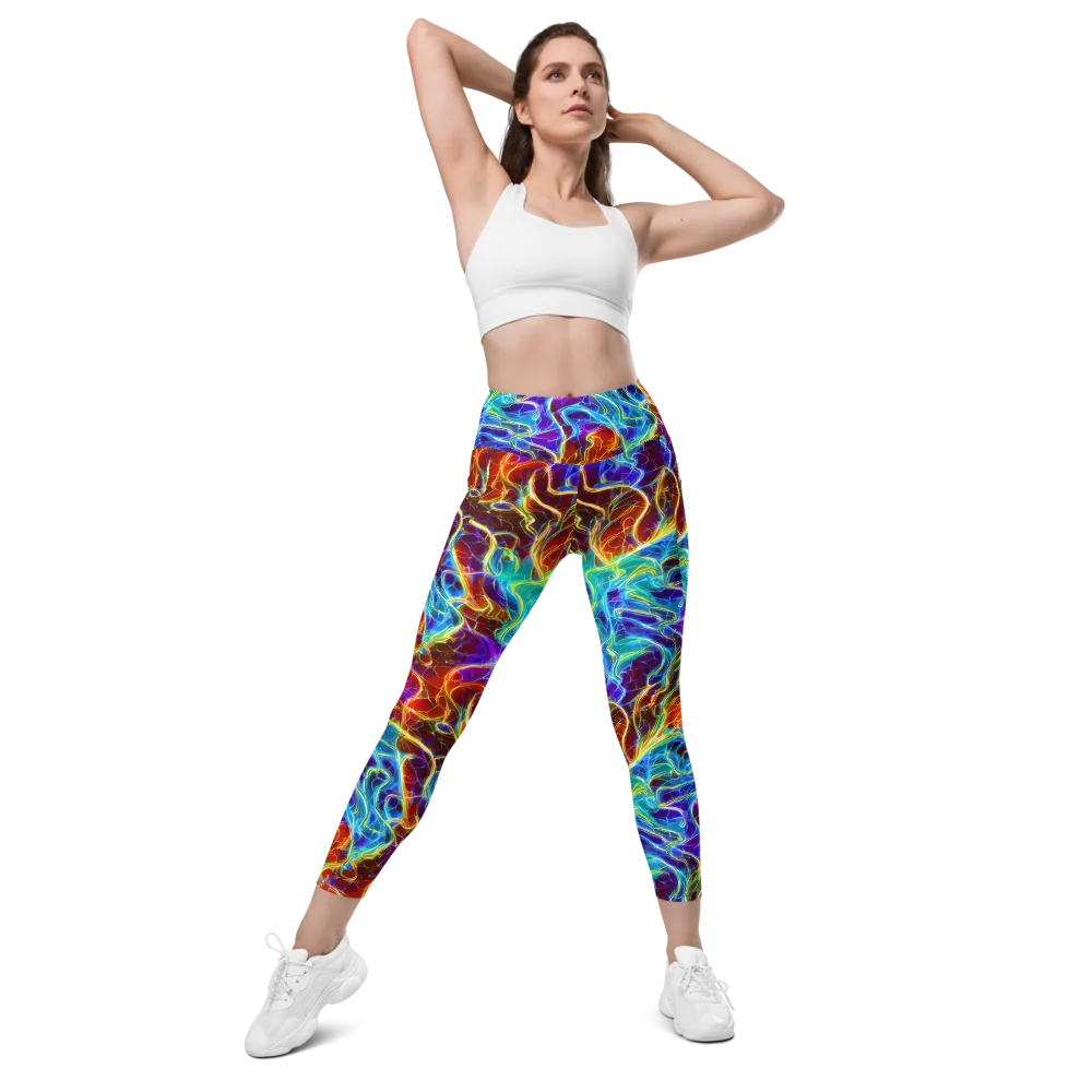 Aurora Fracture on Leggings with Pockets — Front