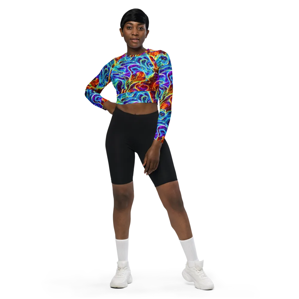 Aurora Fracture on Long Sleeve Crop Top — Front