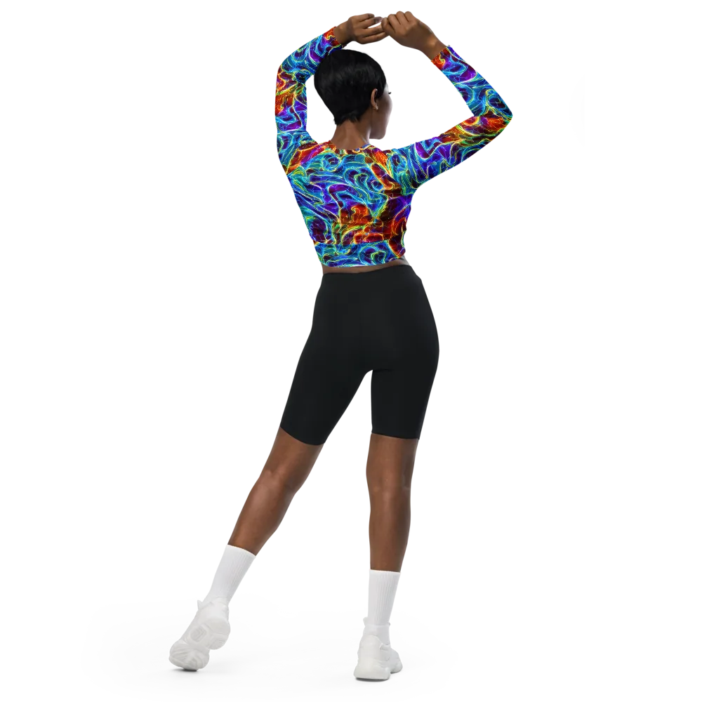Aurora Fracture on Long Sleeve Crop Top — Back