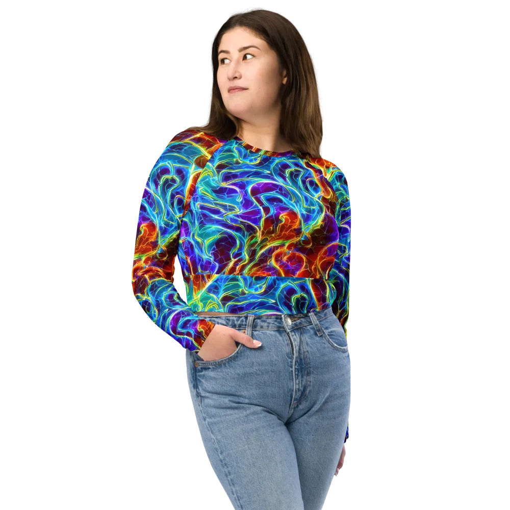 Aurora Fracture on Long Sleeve Crop Top — Front