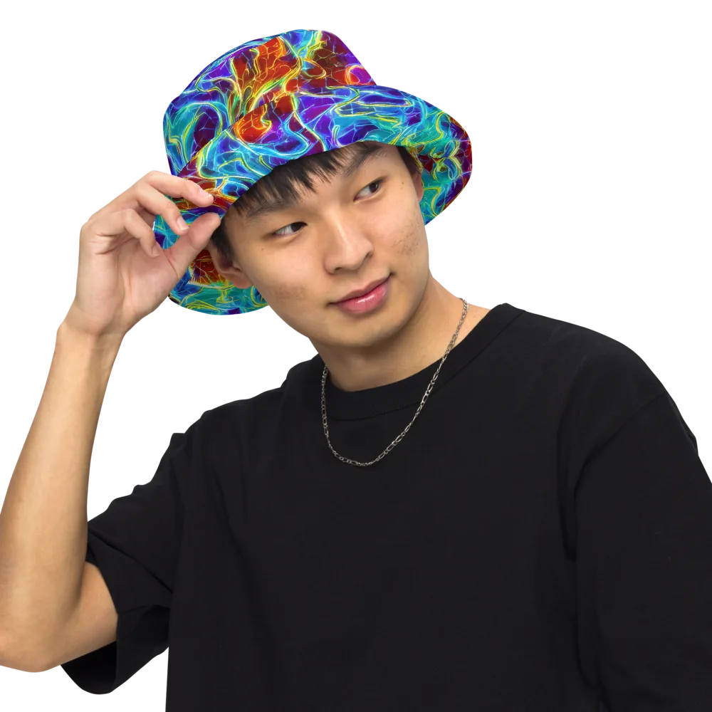 Aurora Fracture on Reversible Bucket Hat — Front Inside