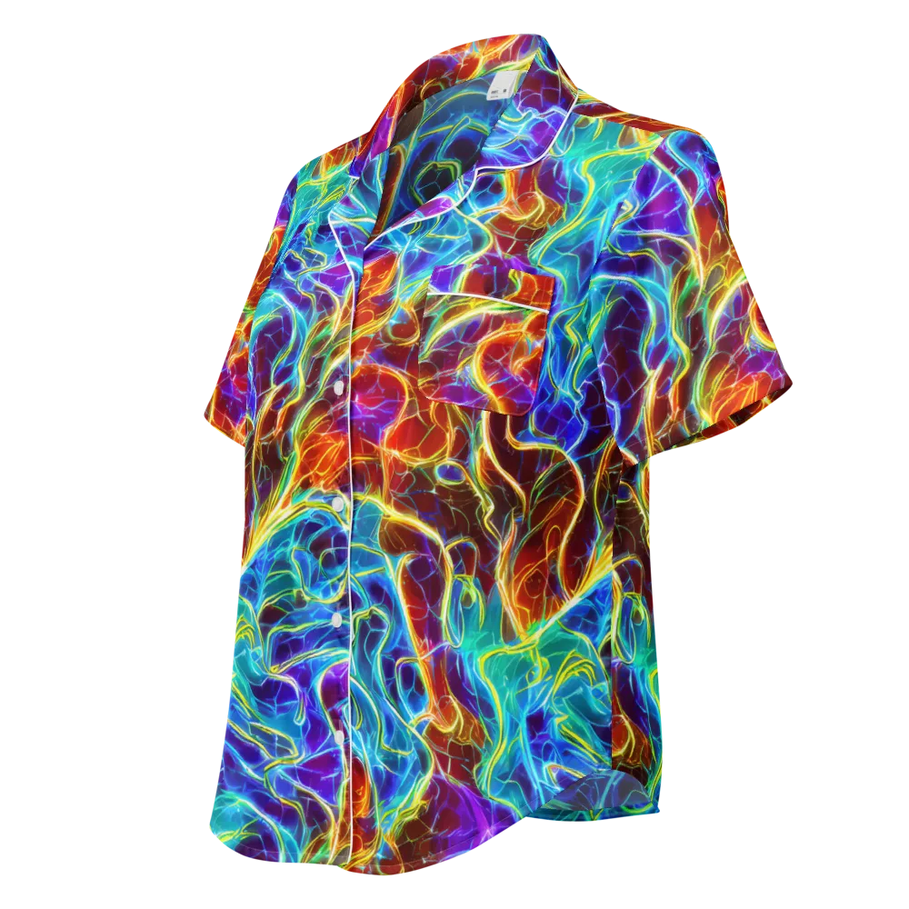 Aurora Fracture on Women's Short Sleeve Pajama Top — Left Front