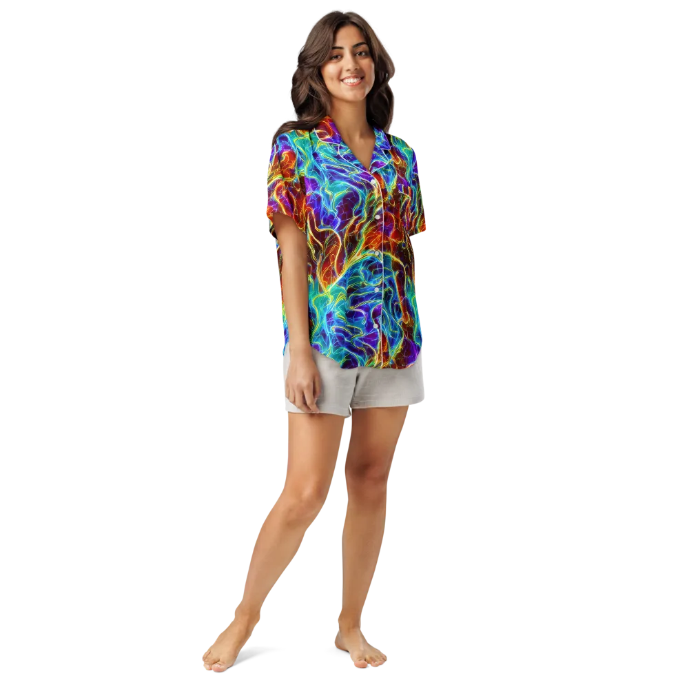 Aurora Fracture on Women's Short Sleeve Pajama Top — Front