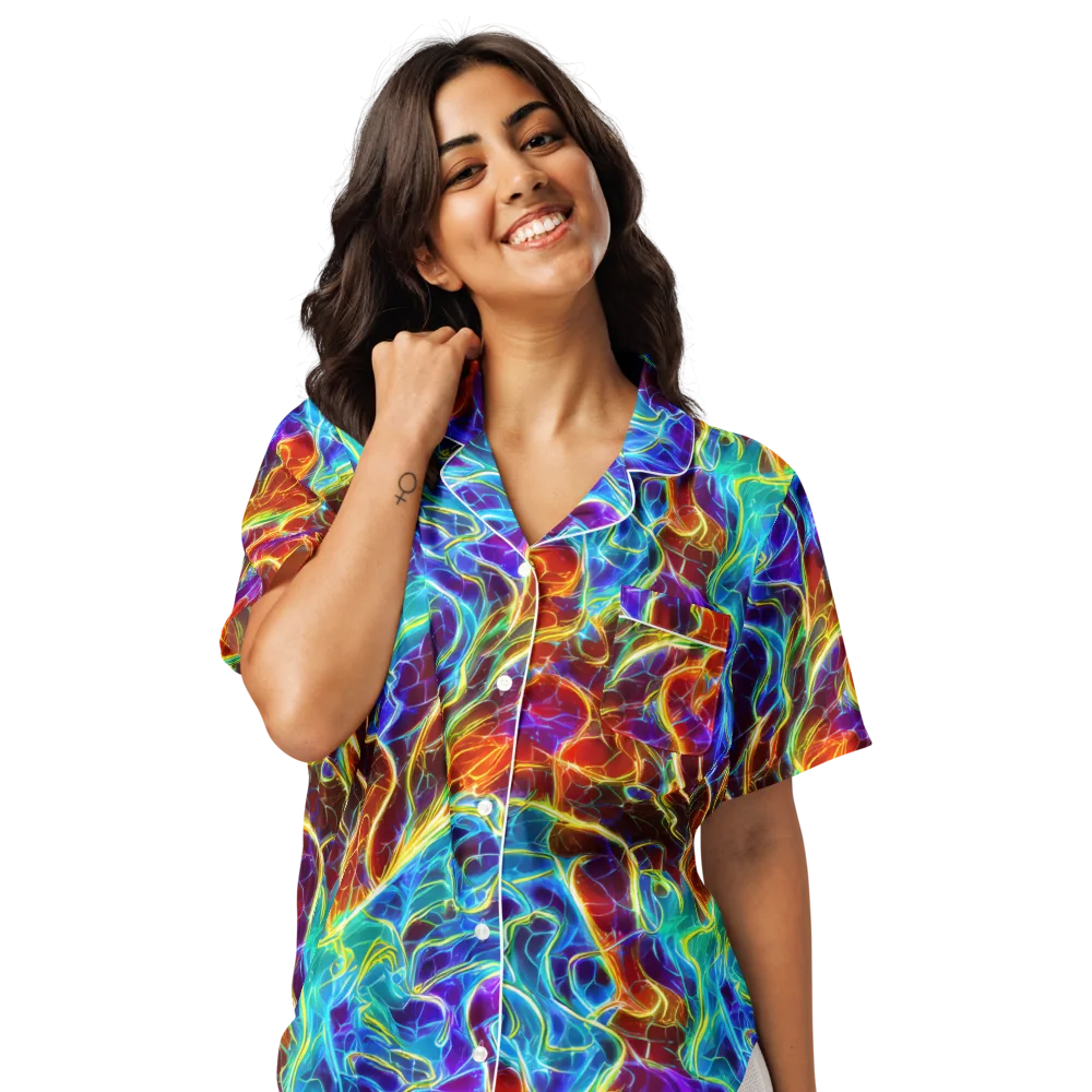 Aurora Fracture on Women's Short Sleeve Pajama Top — Front