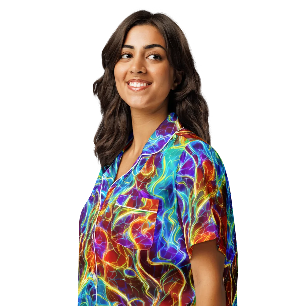 Aurora Fracture on Women's Short Sleeve Pajama Top — Left Front
