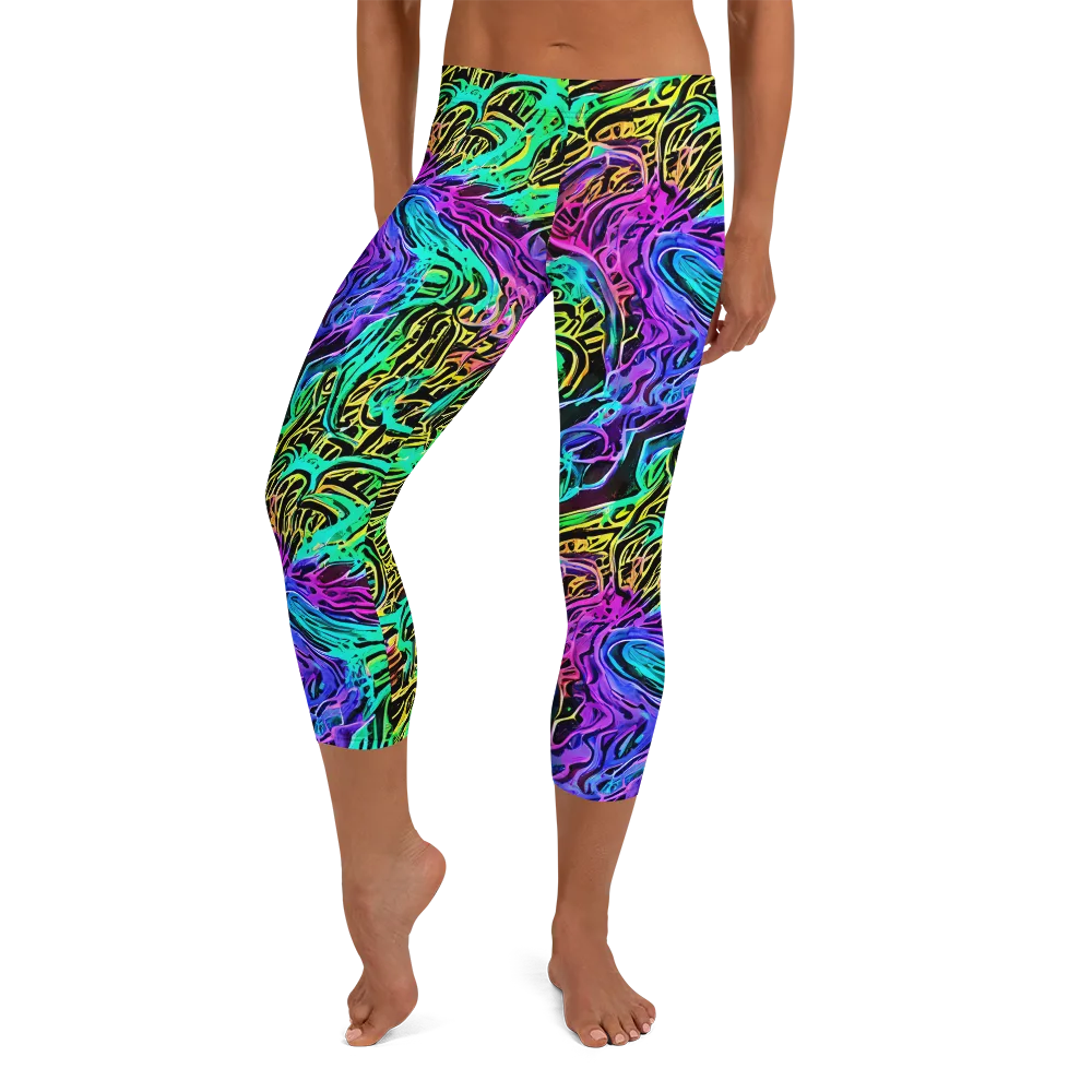 Laser Menagerie on Capri Leggings — Front