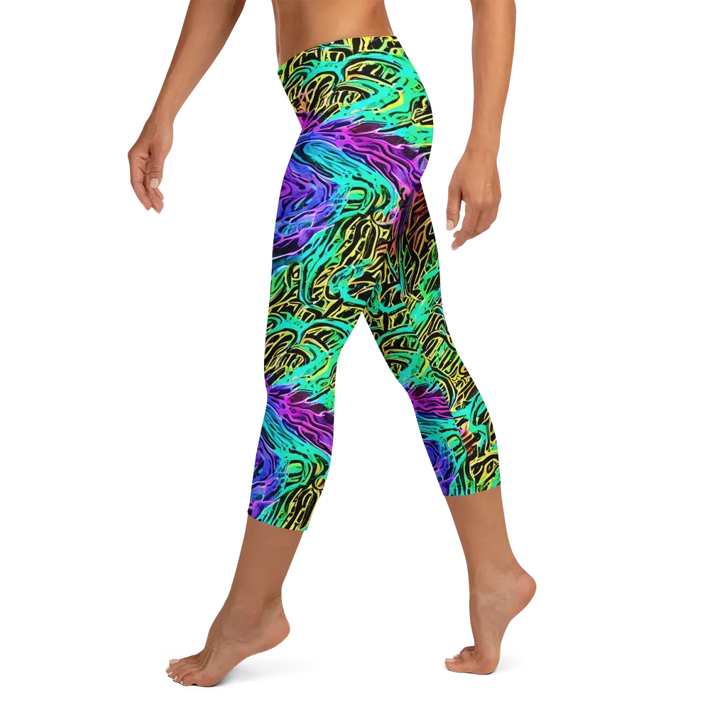 Laser Menagerie on Capri Leggings — Left