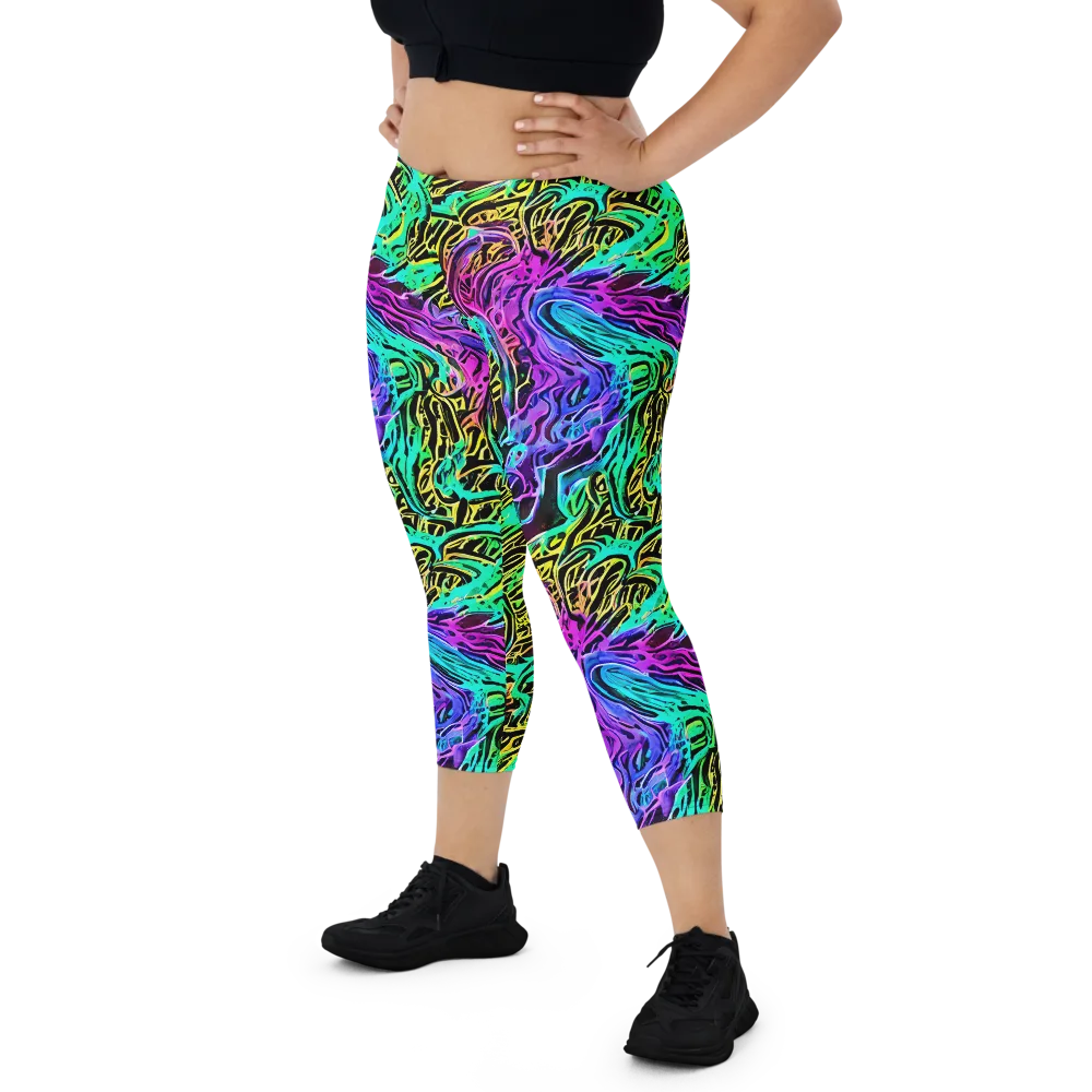 Laser Menagerie on Capri Leggings — Front