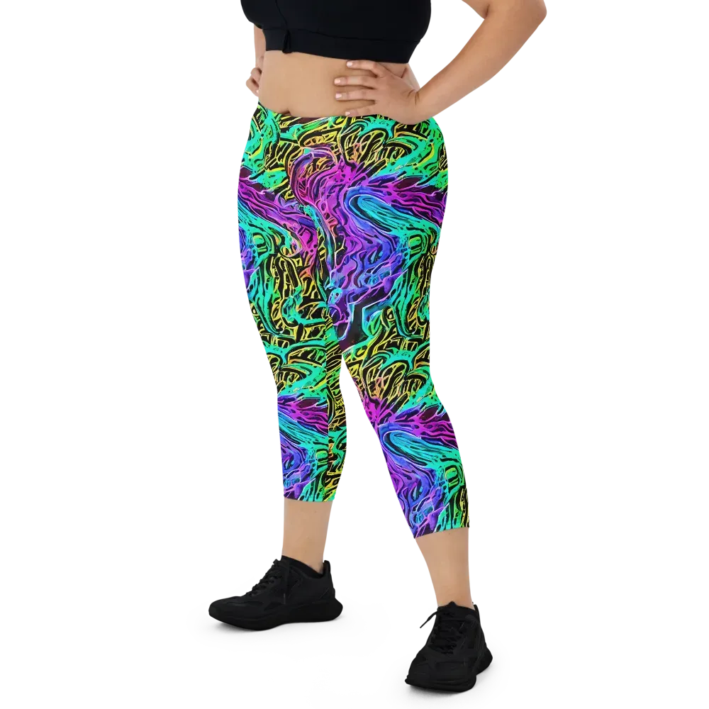 Laser Menagerie on Capri Leggings — Front