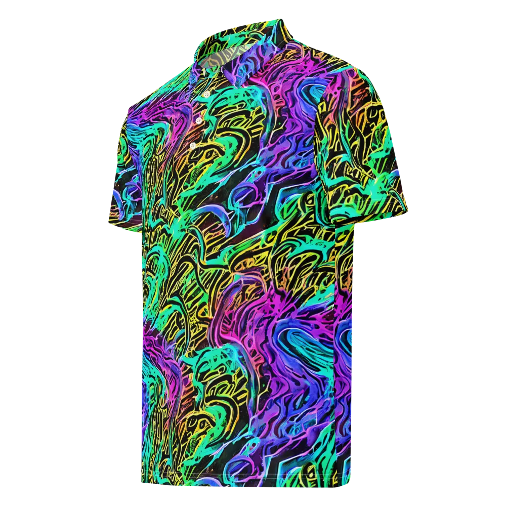 Laser Menagerie on Men's Slim Fit Polo Shirt — Left Front