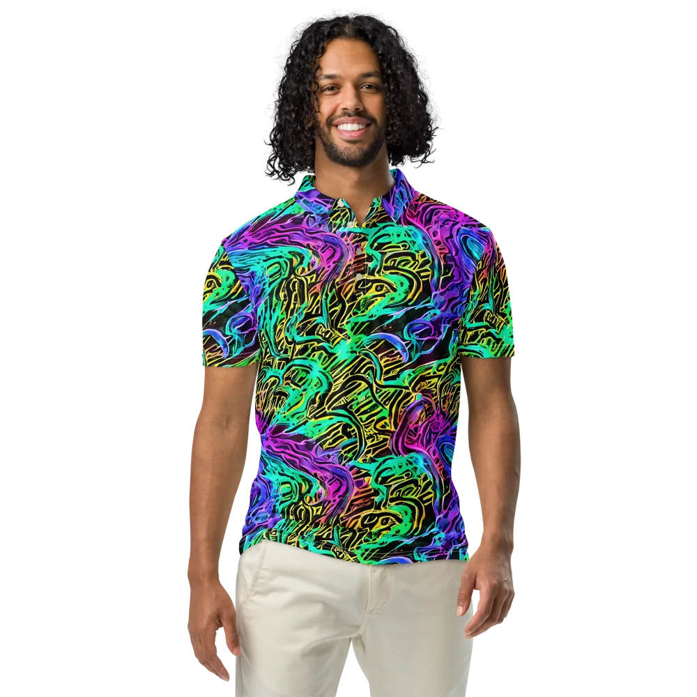 Laser Menagerie on Men's Slim Fit Polo Shirt — Front