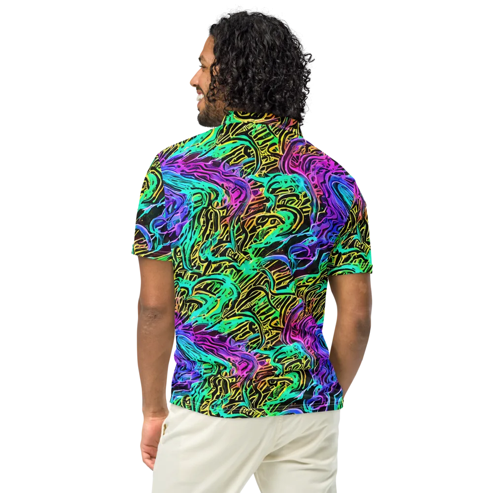 Laser Menagerie on Men's Slim Fit Polo Shirt — Back