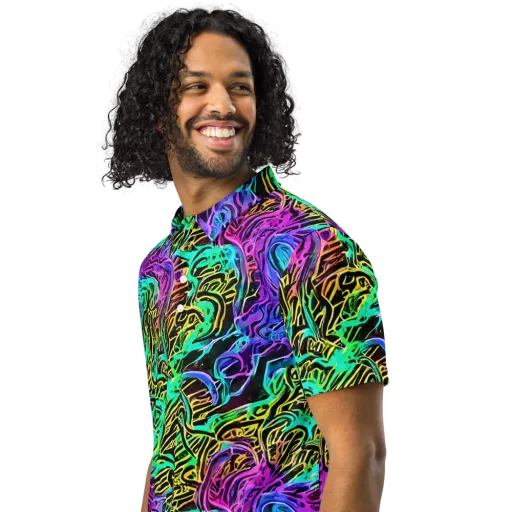 Laser Menagerie on a Men's Slim Fit Polo Shirt
