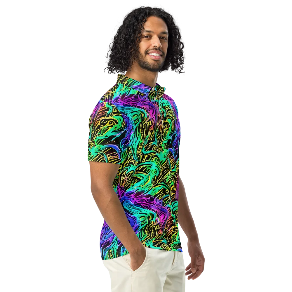 Laser Menagerie on Men's Slim Fit Polo Shirt — Right Front