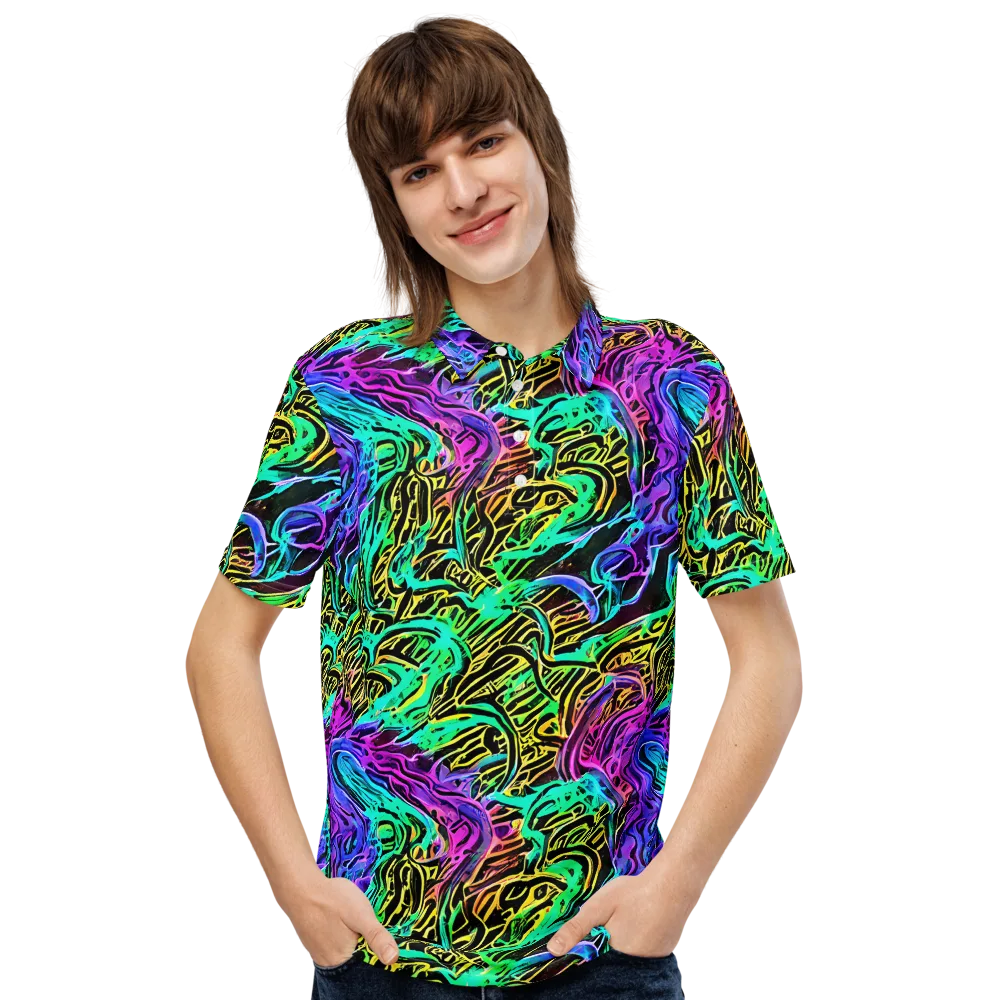 Laser Menagerie on Men's Slim Fit Polo Shirt — Front