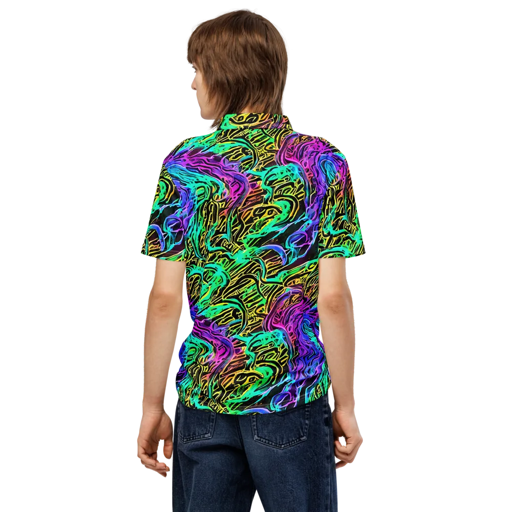 Laser Menagerie on Men's Slim Fit Polo Shirt — Back