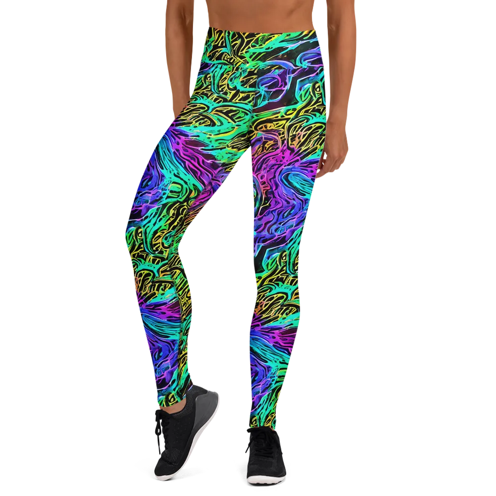 Laser Menagerie on Yoga Leggings — Front