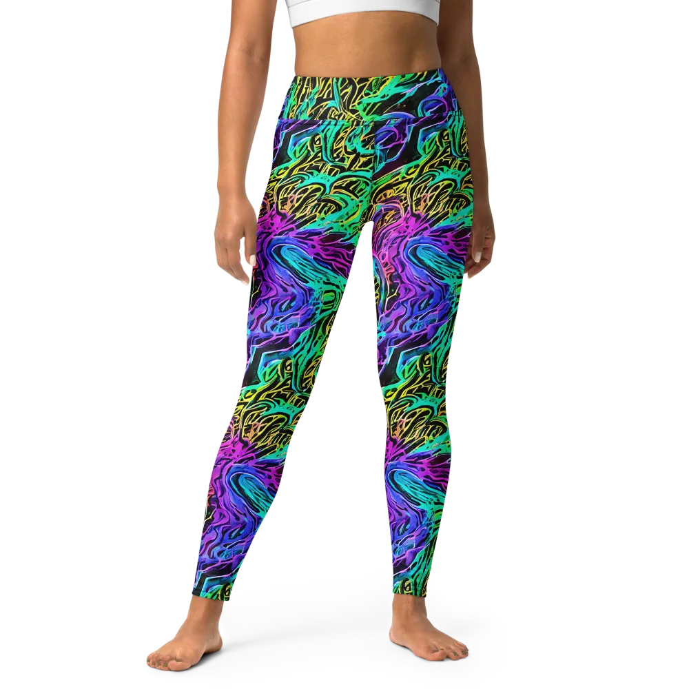 Laser Menagerie on Yoga Leggings — Front