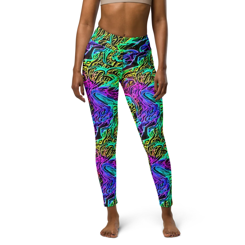 Laser Menagerie on Yoga Leggings — Front