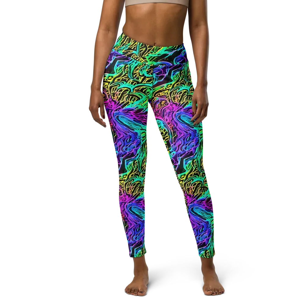 Laser Menagerie on Yoga Leggings — Front