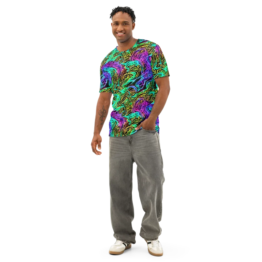 Laser Menagerie on Men's Cotton Crew Neck T-Shirt — Front