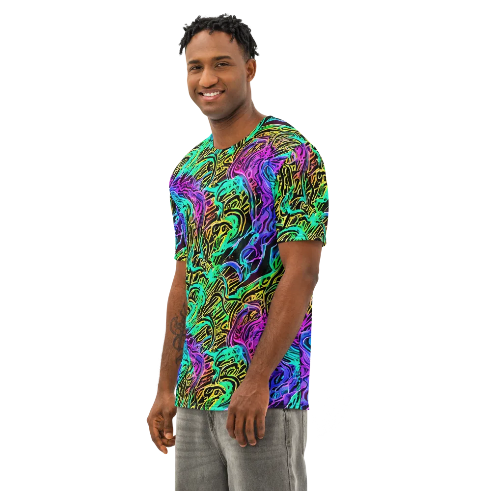 Laser Menagerie on Men's Cotton Crew Neck T-Shirt — Left Front
