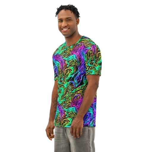 Laser Menagerie on a Men's Cotton Crew Neck T-Shirt