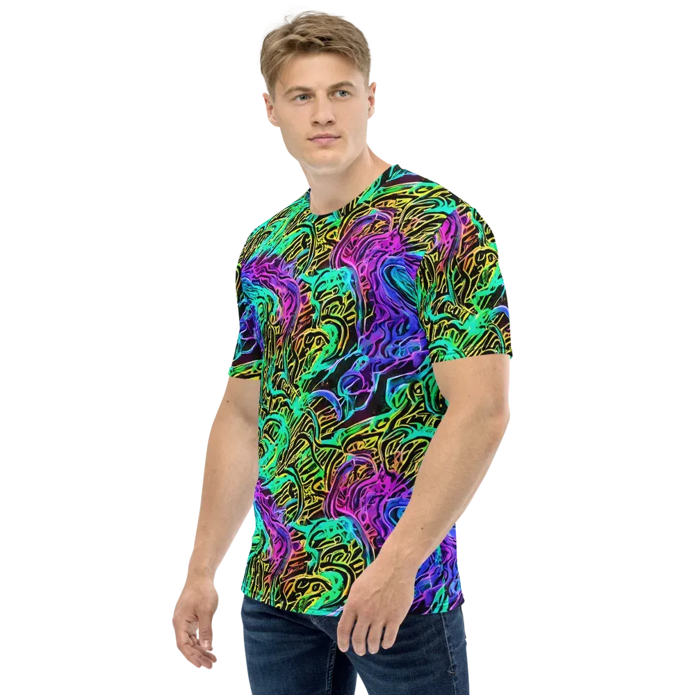 Laser Menagerie on Men's Crew Neck T-Shirt — Left
