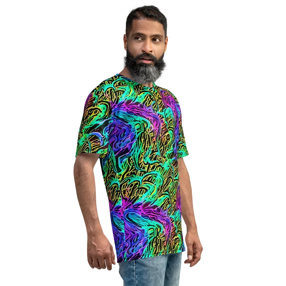 Laser Menagerie on Men's Crew Neck T-Shirt — Right