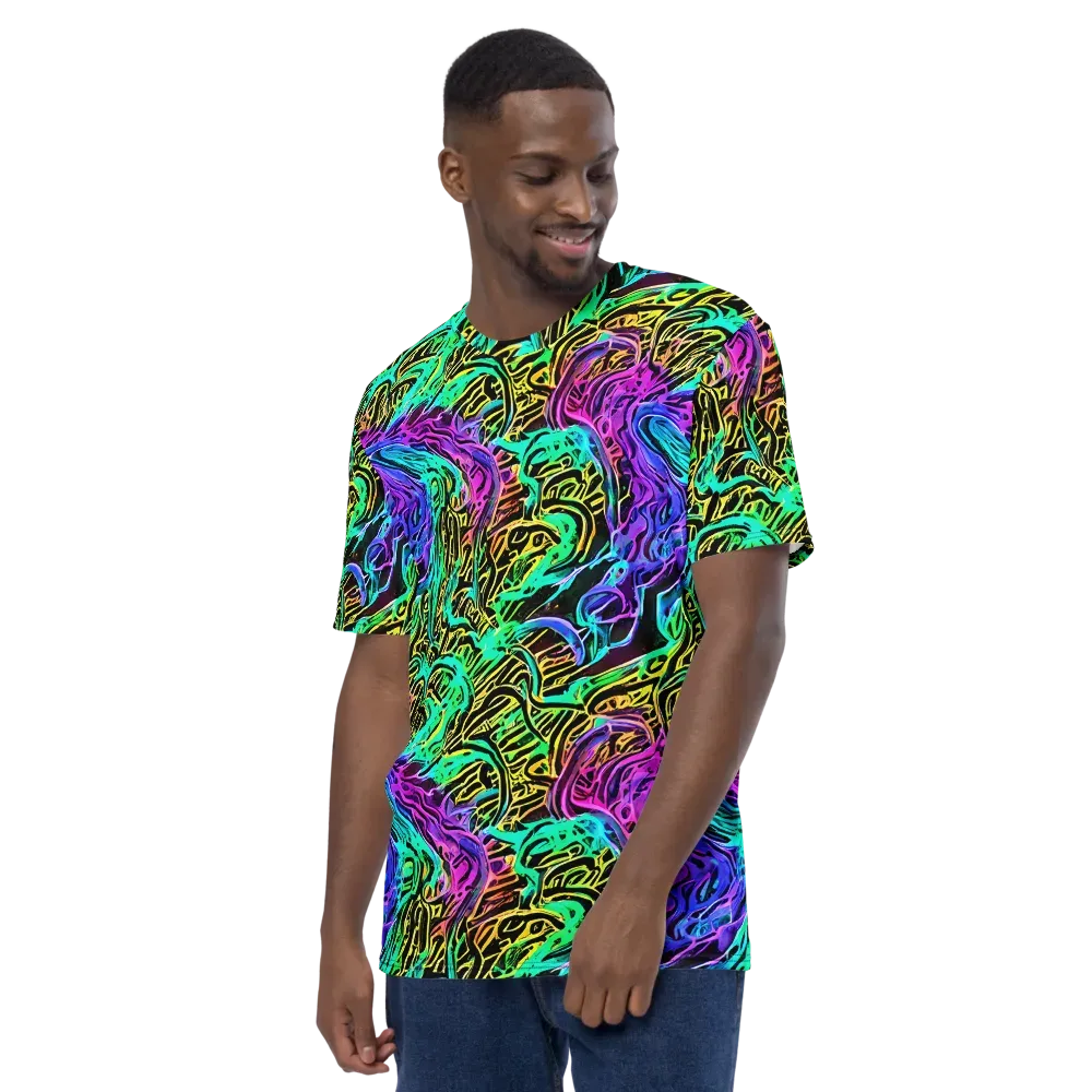 Laser Menagerie on Men's Crew Neck T-Shirt — Left