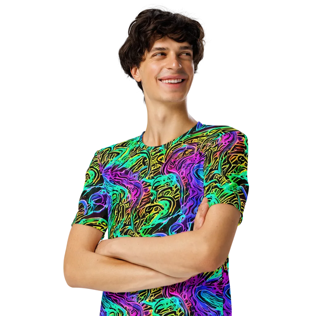 Laser Menagerie on Men's Crew Neck T-Shirt — Left Front