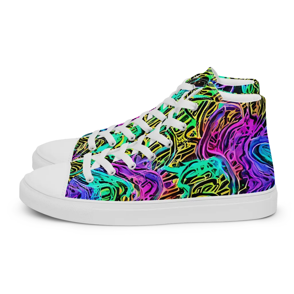Laser Menagerie on Men's High Top Canvas Shoes — Left