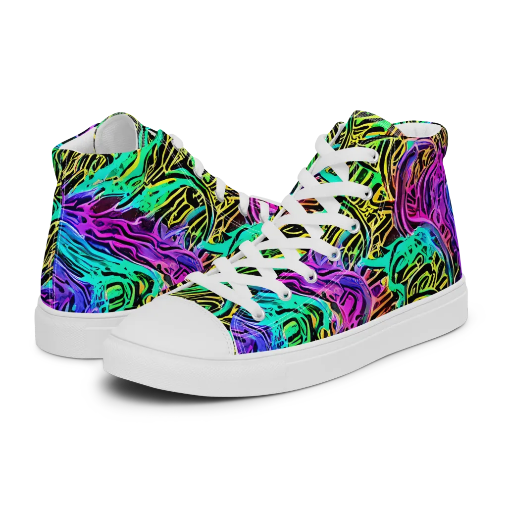 Laser Menagerie on Men's High Top Canvas Shoes — Left