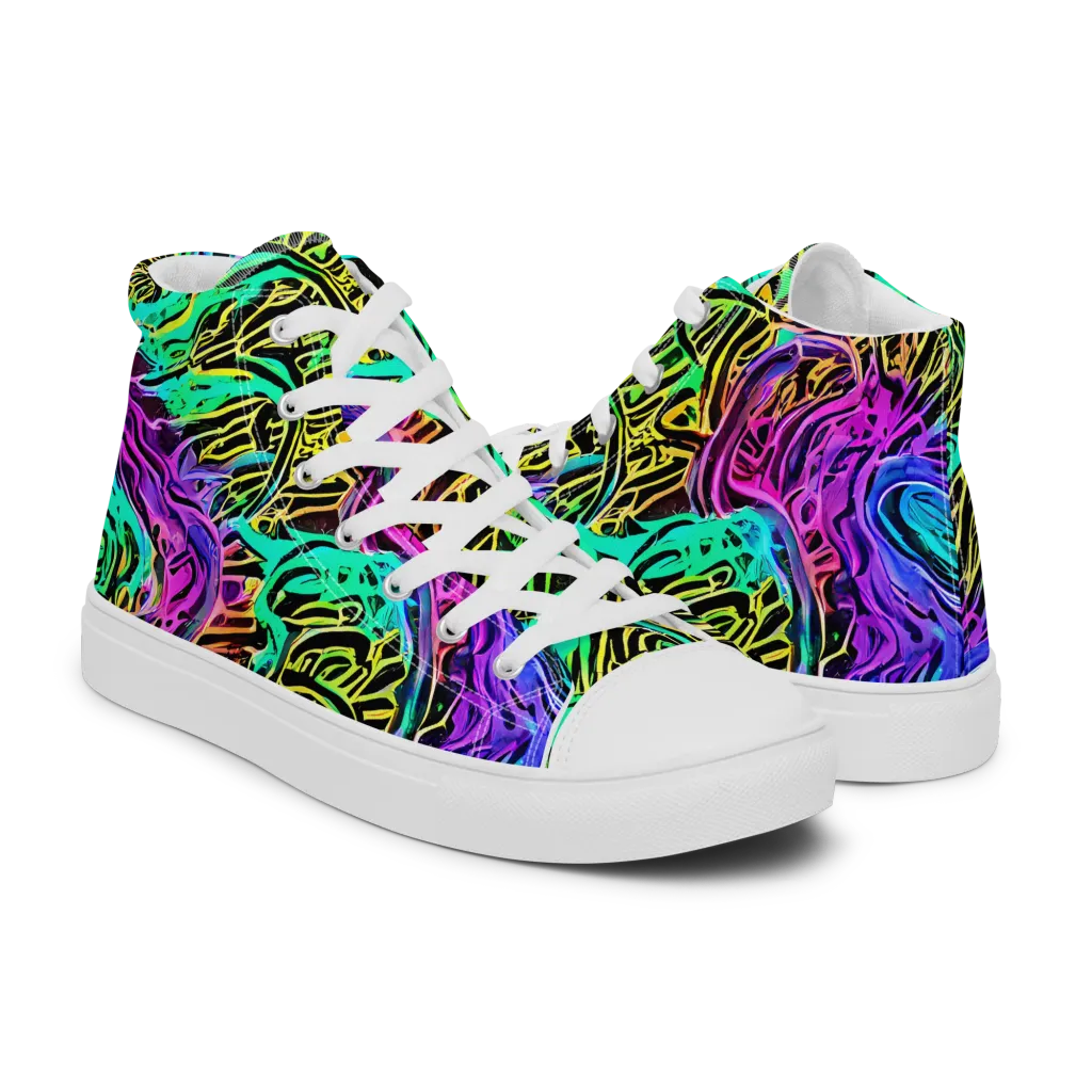 Laser Menagerie on Men's High Top Canvas Shoes — Right